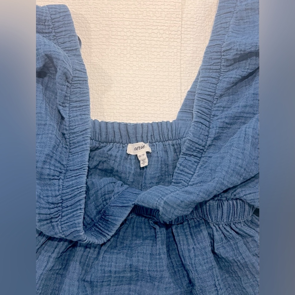 Aerie Gauze V-Neck Blue Dress 
Size XS - Picture 5 of 6